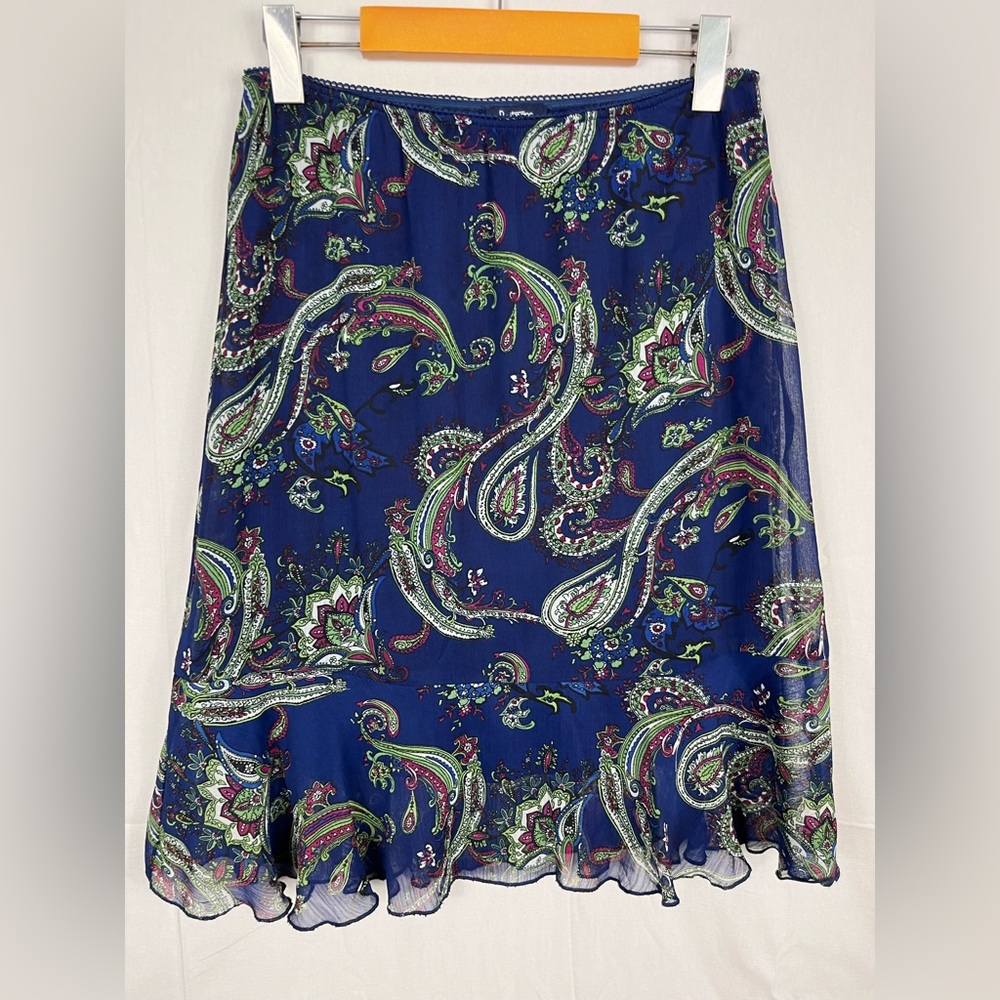 Vintage Paisley Flowy‎ Midi Skirt Sz 4P